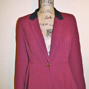 Maroon Long Ruffle Back Blazer